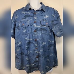 Northwest Territory Blue Print Short Sleeve Button Shirt XL
